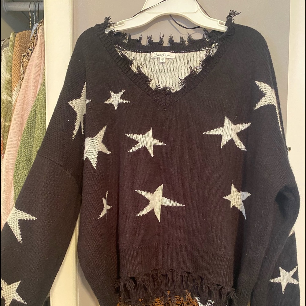 Cloud Chaser-Distressed Star Sweater